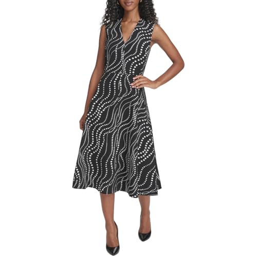 Image of Tommy Hilfiger Women's Sleeveless V-Neck A-line Midi Dress