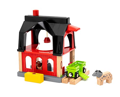 Brio World - Stalla Per Animali, Accessorio Pista Trenino, Set Costruzioni In Legno, Compatibile Con Tutti I Prodotti Brio, Giocattolo Per Bambini 3+ Anni