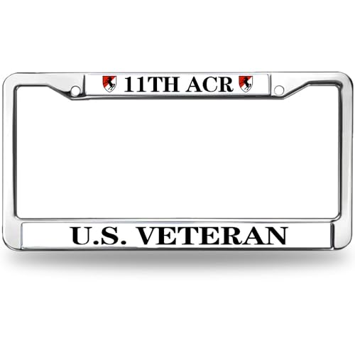 Image of 11th ACR Pride Rattle-Proof License Plate Frame US Veteran Army License Plate Frame for Family Members