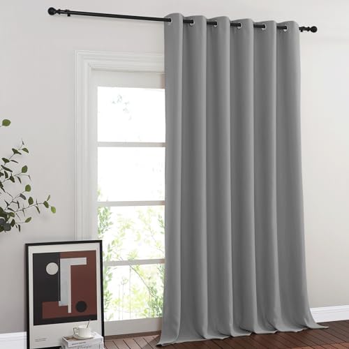 NICETOWN Blackout Curtains & Drapes - Privacy Thermal Efficiency Backdrop Curtains for Bedroom Room Divider Living Room Patio Sliding Glass Door, Wide 80 x Long 144 inch, Silver Grey, 1 Panel