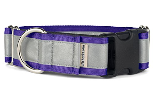 If It Barks - 1.5" Reflective Martingale Collar With Quick Snap Buckle For Dogs - Adjustable - Made In Usa - Strong, Durable, And Comfy - Ideal For Training - Fits Most Breeds - Small, Purple #TOP16