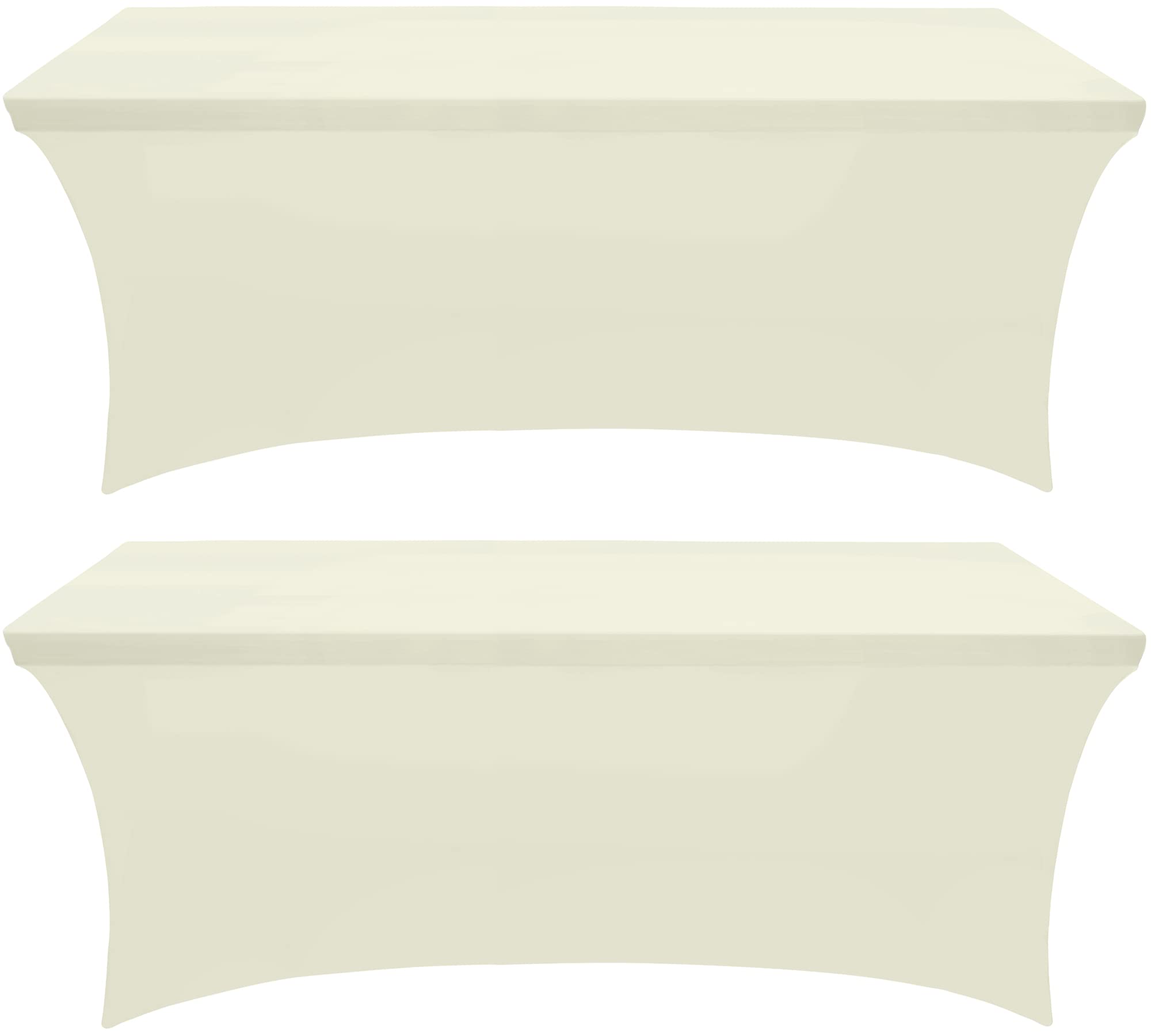Utopia Kitchen Spandex Tablecloth 2 Pack [8FT, Ivory] Tight, Fitted, Washable and Wrinkle Resistant Stretch Rectangular Patio Table Cover for Event, Wedding, Banquet & Parties [96Lx30Wx30H Inch]