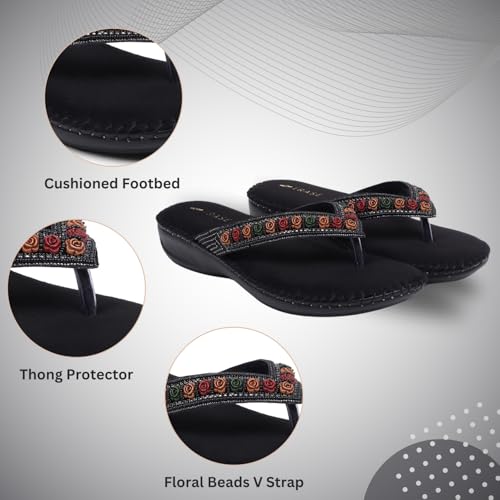 Image of TRASE Orthopedic Comfortable Footwear for Women | Stylish V Strap Chappal with Soft Cushioned Footbed | Perfect Slippers for Woman Daily Use