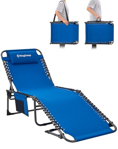 KingCamp Sonnenliege Klappbar 5-Position-Verstellbare, bis 180 kg, Blau