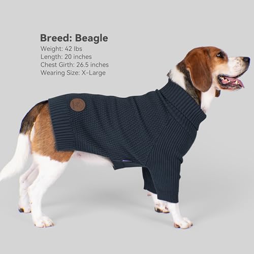 cyeollo 2XL Dog Sweater, Warm Stretchy Sweaters for Large Dogs Boy, Pullover Knitted Thermal Winter Big Dog Clothes with Sleeves, Turtleneck Pet Beagle Border Collie Apparel, Navy XXL - Image 3