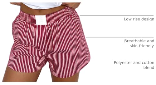 Image of Y2k Plaid Shorts Cute Baggy Ginghem Boxer Shorts for Women Checked Lounge Pajama Bottom Preppy Sleep Pj Shorts