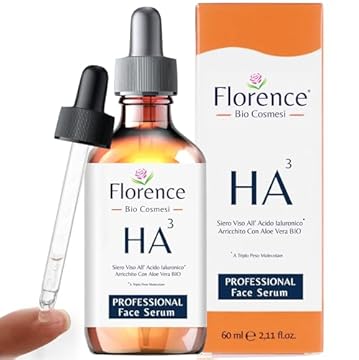60ml Bio Siero con Acido Ialuronico Puro a 3 pesi Molecolari, Vitamina C e Noti Agenti Antirughe e Antietà. Biologico,Vegano,Idratante e Illuminante. Siero Viso Ideale anche Come Crema Contorno Occhi