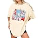 Retro America Coquette Flag Shirts for Women - Patriotic Fourth of July Shirt Women - 4th of July Shirt - American Proud Tshirt Independence Day - Groovy Memorial Days T-Shirt (Ivory-M)