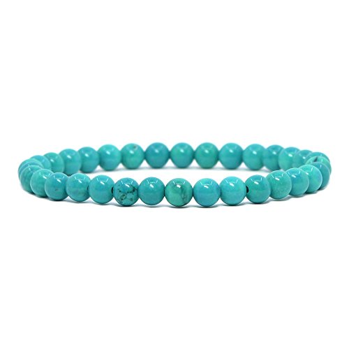 Justinstones Dyed Turquoise Howlite Gemstone 6Mm Round Beads Stretch Bracelet 6.5 Inch Unisex #TOP20