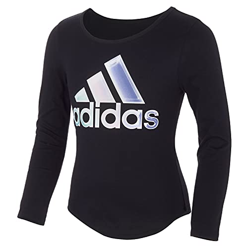 adidas Girls' Long Sleeve Scoop Neck Graphic Tee