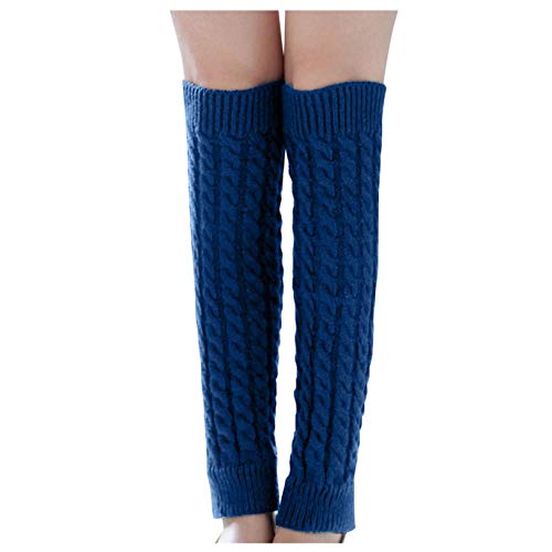 Leg Warmers,Haoricu Fashion Women Winter Warm Leg Warmers Knitted Crochet Long Socks (Blue)