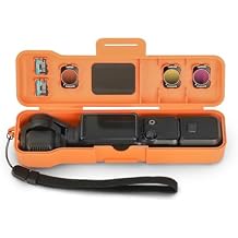 Travel Waterproof Case for Dji Osmo Pocket 3 Creator Combo/Xtra Muse Accessories, with 3 Magnetic Cpl/Nd Filter Storage Slots and 2 Storage Card Slots, with Wrist Strap Orange