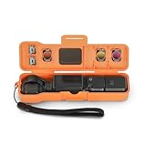 Sinyutia Travel Waterproof Case for Dji Osmo Pocket 3 Creator Combo Accessories, with 3 Magnetic Cpl/Nd Filter Storage Slots and 2 Storage Card Slots, with Wrist Strap (Orange)