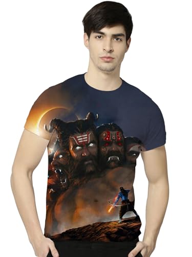 Image of STAND OUT All Over Printed Shiva, Krishna, Hanuman, Kali, Ram and Ravana, Ramayan, Bagavath Githa, Buddha Religious, Spiritual, Hindu Gods T-Shirts