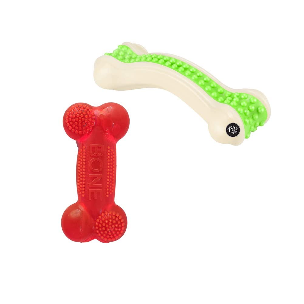 The Pets Company Rubber Dog Chew Toy Combo (TPR Squeaker Bone + Arched Spike Bone 5") | Interactive Toys for Small Breed Dogs & Puppies (B0BMLG6RPB) Amazon Price History, Amazon Price Tracker