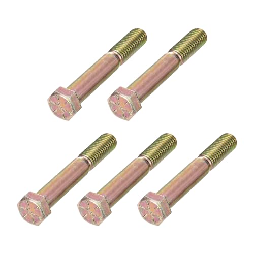 Image of METALLIXITY Hex Bolts (7 /16-14x4) 5Pcs, Carbon Steel Zinc Plated Partial Threaded, Coarse Thread UNC Hex Head Screw Bolt - for Furniture Repair, Yellow