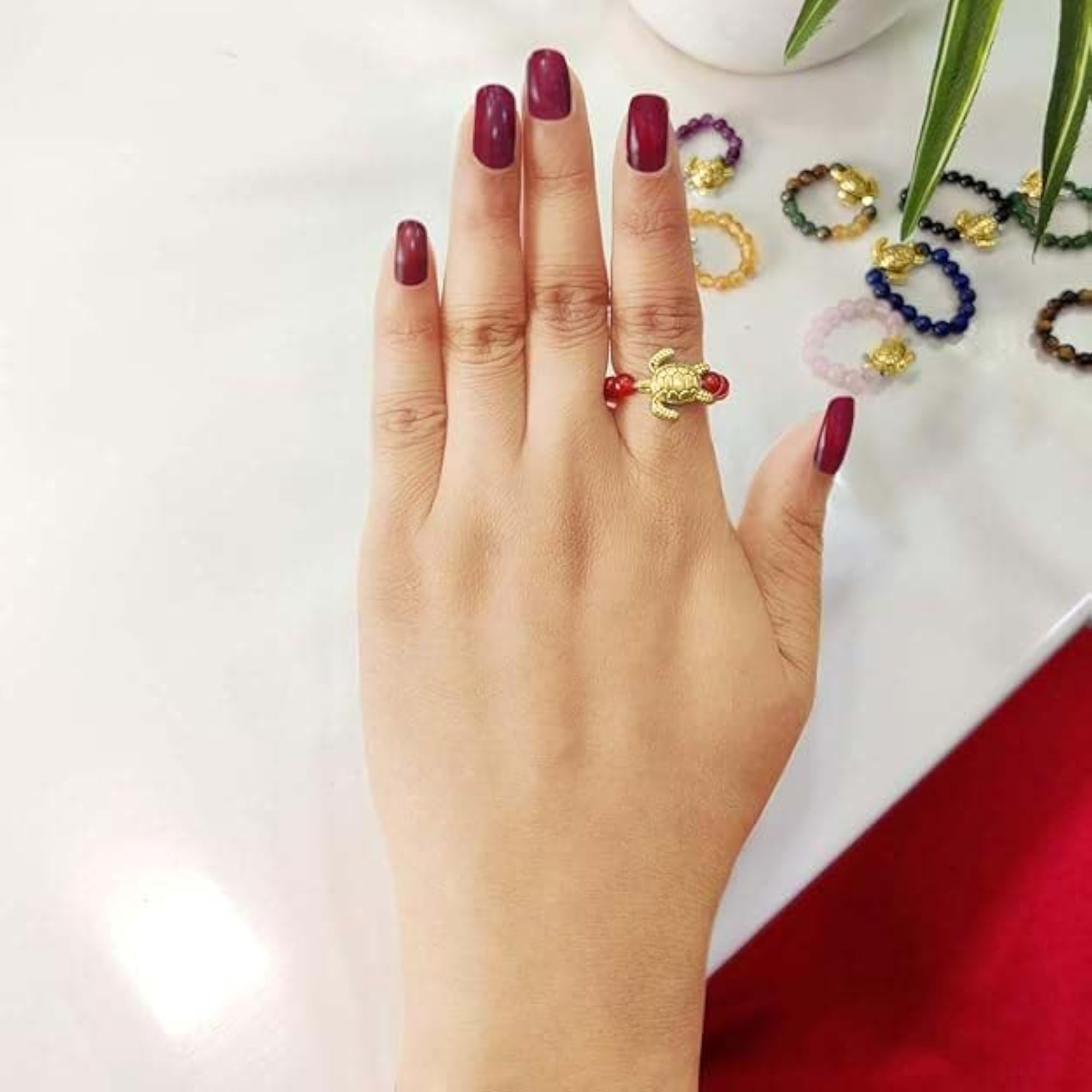 Natural Crystal Turtle Figurine Ring, Healing