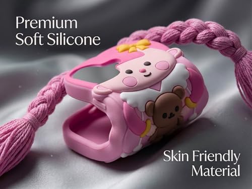 Image of amazon basics Cute 3D Pink Doll Silicone Mobile Case for iPhone 17 - Aesthetic Cartoon Girl with Braided Tassels & Teddy Bear, Soft Shockproof Protective Back Cover for Girls & Kids