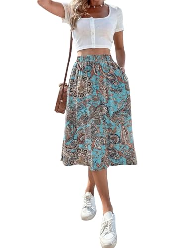 EARKOHA 2025 Skirts for Women Solid Color Casual A-Line Skirt Multicolor1 M