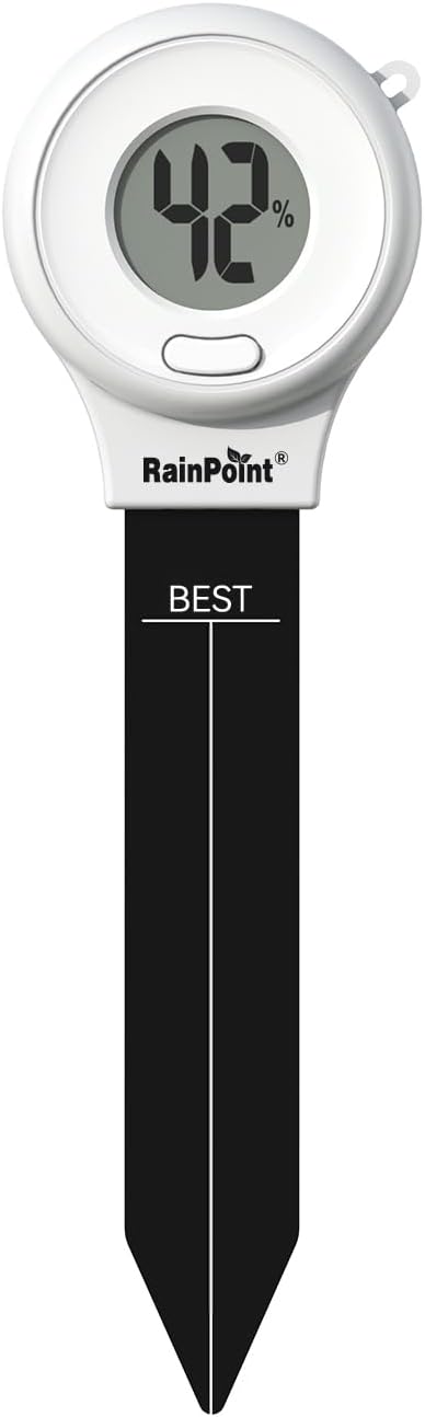 RAINPOINTDigital Compact Soil Moisture Meter for Indoor/Outdoor Plants, Soil Probe Hygrometer Sensor Tester for Garden Lawn Farm, Easy Operation House Pot Plants Lightweight Moisture Detector- 1 pc