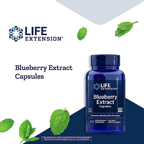 Life Extension Blueberry Extract Capsules - Whole Fruit Wild Blueberry Extract Supplement Pills- For Brain Health Support - Non-Gmo, Gluten-Free ,Vegetarian - 60 Capsules #TOP3