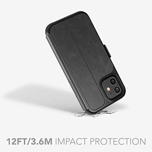 tech21 Evo Wallet Phone Case for Apple iPhone 12 Mini 5G with 12 ft. Drop Protection, Black