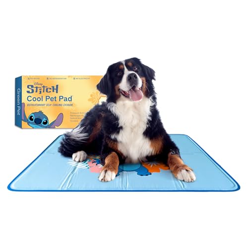 The Green Pet Shop Cool Pet Pad - Extra Large, Disney’s Stitch - Self-Cooling, Pressure Activated Mat for Dogs & Cats from 80+ lbs - Non-Toxic Gel, No Water Needed