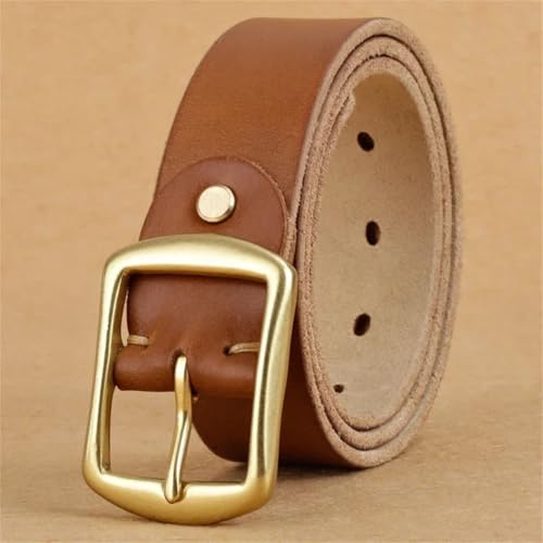 Men's Handmade Belt Pin Buckle First-Layer Real Leather Belt Daily Casual Copper Buckle Belt3