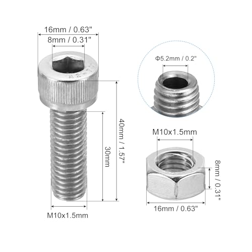 PATIKIL M10x30mm 304 Stainless Steel Hollow Bolt - Image 2