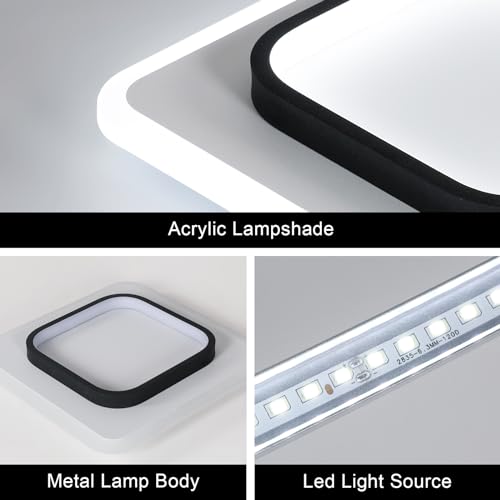 DELIPOP Modern LED Ceiling Lights, 30W 3375LM Acrylic Square Ceiling Lamp Cool White 6500K - Image 3