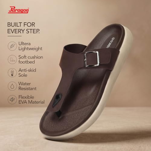 Image of PARAGON Men's Casual Sandals with Adjustable Buckle Strap | Soft Cushioned Footbed | Lightweight & Comfortable