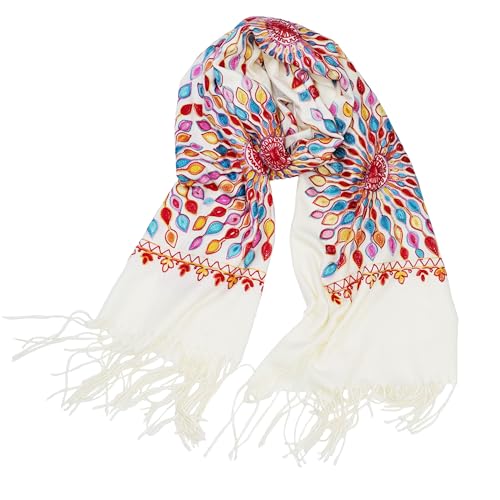 Women's Embroidered Oversize Tassel Shawl Scarf Wraps for Women Christmas Gifts2