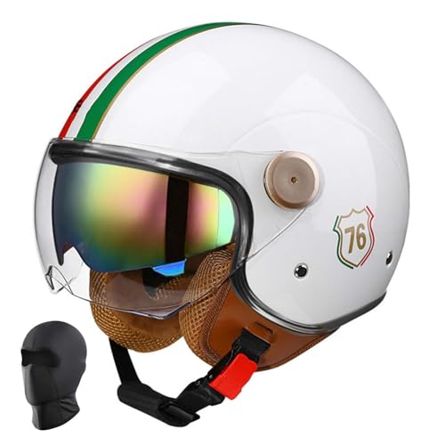 Casco de Motocicleta para Adultos con Visera, Casco Abierto con certificación ECE, Cumple con los requisitos de Seguridad Vial, Casco Estilo Jet Retro para recorridos en Scooter Cruiser J,M57-58CM