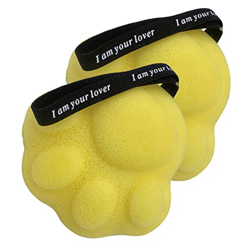 TOBBOMEY 2 Piezas Bola De Baño Con Garra De Gato Esponjas De Cocina Cepillo De Limpieza De Ventilación De Secadora Esponja Para Lavar La Cocina Lavar Platos Térmico Jabón Polvo Seco Yellow