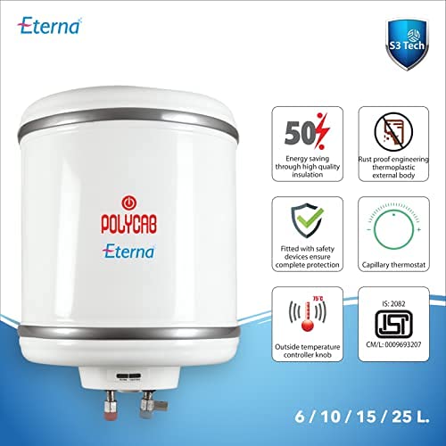 Buy Polycab Eterna 10L Storage Water Heater (Geyser 10 litres) (White)  Online at Low Prices in India - Amazon.in