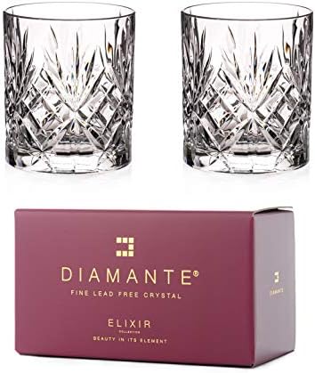DIAMANTE Chatsworth Whisky Tumblers - Premium Lead Free Crystal - Set of 2