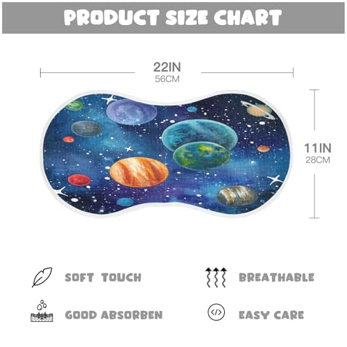 J JOYSAY Planet Starfield Darkblue Baby Burp Cloths for Boys Girls Large 22''x11'' Cotton 4 Layer Spit Up Burp Rags for Drool Newborn one sizex22