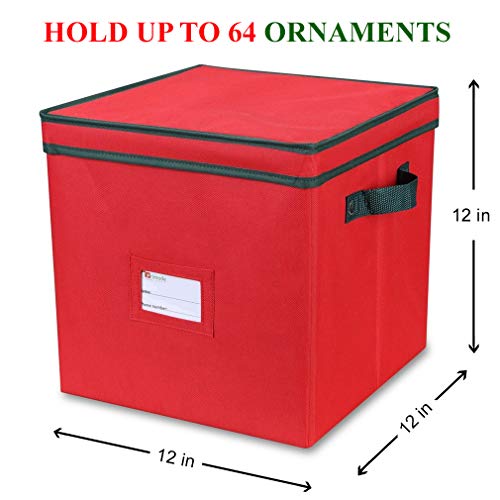 image for Primode Christmas Ornament Storage Box with Dividers | Stores up to 64