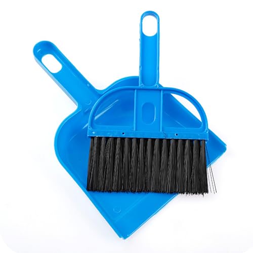 Hand Broom and Dustpan Set,Mini Dustpan and Brush Set (Blue) for Cat Litter, Kitchen, Tables, Countertops, Cars, etc