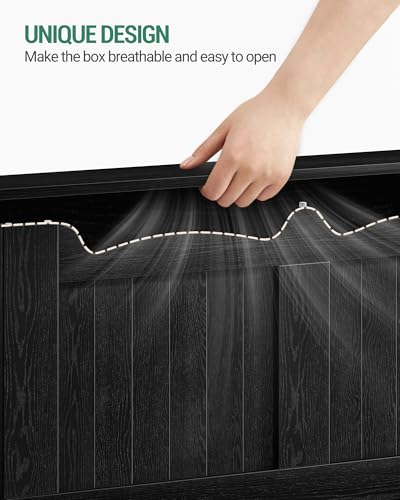 Image of Hzuaneri 39.4 inch Storage Chest, Storage Bench Trunk with 2 Hinges,Wooden Box, Lift-Top Chest Organizer, Shoe Bench for Entryway, Bedroom, Living Room, Black SB01004X