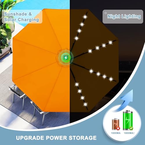 Image of ABCCANOPY Durable Solar Led Patio Umbrellas with 32LED Lights 11FT (Coral Orange)