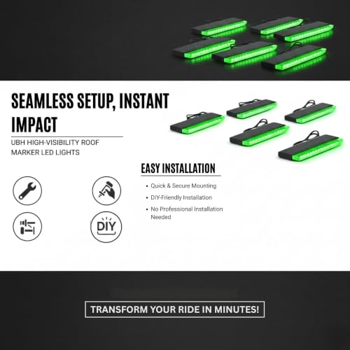 Image of UBH Roof Marker LED Lights For Cars, Trucks, Or Suv 4 X 4 Thar (UFO) (UFO Light 5 Green)