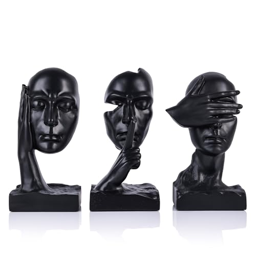 Set de 3 estatuas pensador figura decorativa de resina