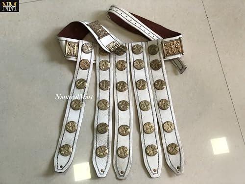 NauticalMart White Leather Roman Militare Cingulum Belt Gladiator Armor Belts LARP Clothing Accessories Wearable Costume4