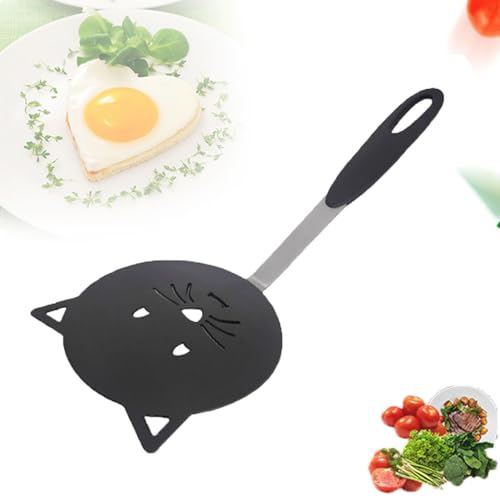 Spatulas for Nonstick Cookware, Nylon Cute Cat Shape Heat Resistant Wok Spatula for Non-Stick Cookware for Cooking. (Black)