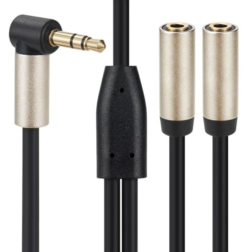 Cable divisor de audio Jack 3.5mm ángulo 90° macho a 2 hembra miniatura 3