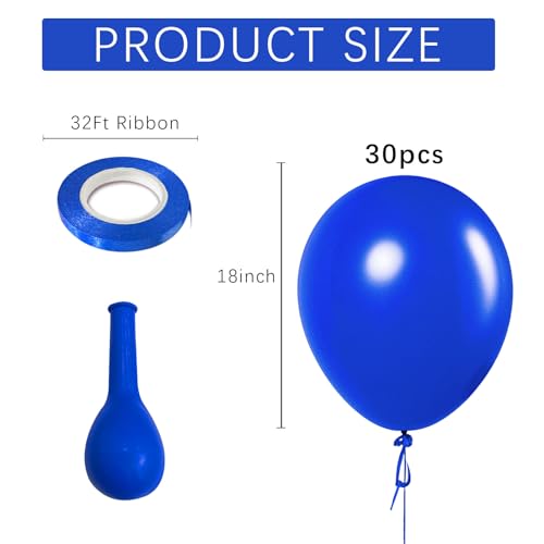 Image of Blue Balloons Blue Party Decorations 30 Pack 18 inch Round Royal Blue Balloons for Birthday Graduation Baseball Nautical 4th of July Independence Memorial Day Patriotic Party Decorations
