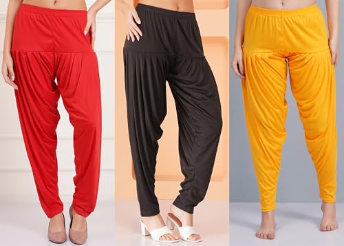 Image of Buy That Trendz Patiala Pant Combo Pants for Womens Pack of 3 Viscose Patiyala Salwar Bottoms