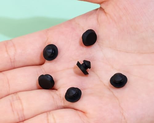 Image of ONLYKXY 10 Pcs Silicone Round Snap in Type Locking Furniture Hole Plugs Button Protective Cover Cap Head (4.5mm /0.17inch, Black)