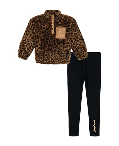 Image of Juicy Couture Girls' 2-piece Fleece Set, 1 /4 Zip Sweatshirt With Pants